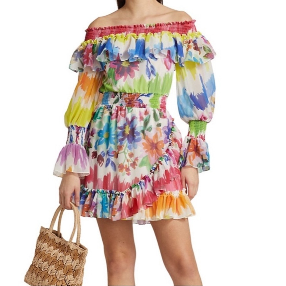 PatBo Bloom Off Shoulder Dress S Ruffles NEW $600